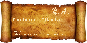 Mansberger Alberta névjegykártya